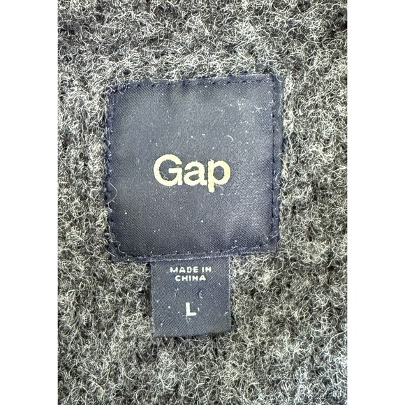 Vintage Gap Mens Wool Military Epaulet Button Front Gray Casual Sweater Jacket L - Picture 4 of 9